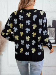 Clover Round Neck Long Sleeve Sweater