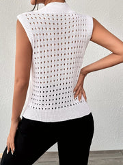 Hollow Out Round Neck Knit Tank