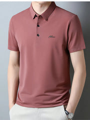 Men's Plus Size Textured Short Sleeve Casual Polo Shirt