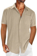 Men's Full Size Casual Short Sleeve Button Down Shirt Plus Size