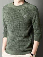 Men's Plus Size Long Sleeve Textured Casual Knit Top