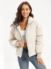 Zip Up Turtleneck Long Sleeve Puffer Jacket