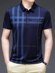 Men's Plus Size Plaid Pattern Short Sleeve Polo Shirt