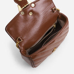 Embroidered Thread Design Big Metal Buckle Chain Messenger Bag For Women