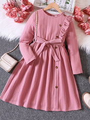 Children's Ruffled Trim Button Front Dress
