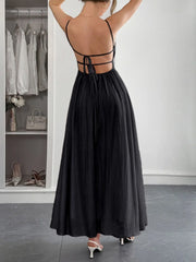 Texture Sweetheart Neck Backless Cami Dress