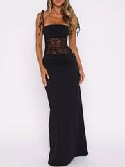 Lace Panel Bodycon Maxi Dress