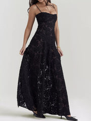Spaghetti Strap Lace Maxi Gown
