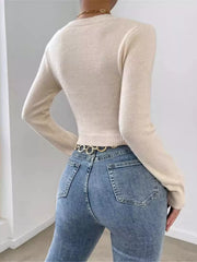 Twisted Front Cropped Knit Top