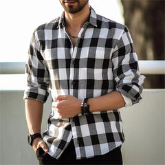 European And American Long Sleeve Loose Plaid Design Striped Shirt