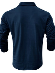 Men's Basic style Collared Neck Long Sleeve Polo