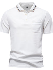 Men's Short Sleeve Collared Neck Striped Polo
