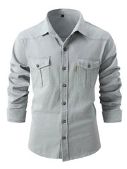 Full Size Men's Classic Plus Size Button-Up Shirt