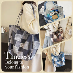 Women's Large Capacity Denim Color-contrast Shoulder Handbag