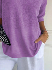Full Size Relaxed Fit Ribbed Hem Sweater Plus Size