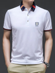 Men's Plus Size Short Sleeve Contrast Collar Polo Shirt
