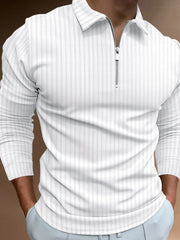 Men's Full Size Collared Neck Long Sleeve Polo Plus Size