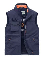 Men's Plus Size Multi-Pocket Zip Up Vest