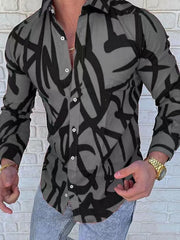 Men's Plus Size Fashion Print Long Sleeve Shirt