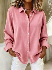 Full Size Casual Corduroy Button-Down Shirt Plus Size