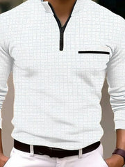Men's Plus Size Quarter Zip Long Sleeve Polo Shirt �Full Size Casual Classic Fit