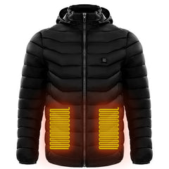 Men Heated Puffer Jacket Electric Heating Coat Insulated Hood Windbreaker