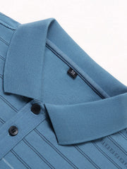 Men's Plus Size Office-Ready Striped Polo �Casual & Smart Look