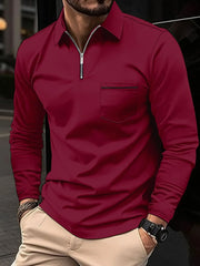 Plus Size Men's Smart Fit Long Sleeve Polo Shirt