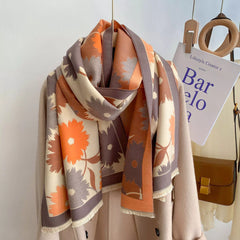 Cozy Floral Print Winter Scarf