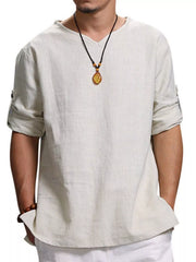 Men's Plus Size Casual Comfortable Fit 3/4 Sleeve Blouse
