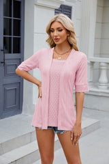 Texture Square Neck Half Sleeve Blouse