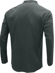Men's Button Detail Long Sleeve Polo Shirt