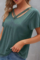 Elegant V-Neck Short Sleeve T-Shirt