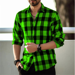 European And American Long Sleeve Loose Plaid Design Striped Shirt