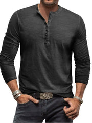 Men's Plus Size Long Sleeve Top with Button Detail