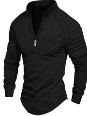 Men's Full Size Zip Neck Long Sleeve Polo �Extended Sizes Available