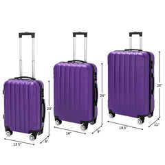 Vertical 3-in-1 Spinner Wheel With Handle Trolley Case 20in 24in 28in ABS Aluminum Alloy Trolley Classic Color - Purple - FREE USA SHIPPING