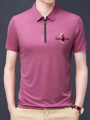 Men's Plus Size Half-Zip Short Sleeve Polo