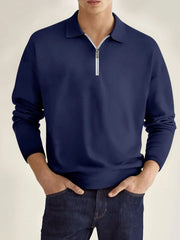 Men's Full Size Collared Neck Long Sleeve Polo Plus Size