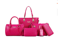 Fashionable And Trendy Embossed Six Piece Set Women's Hand Bag