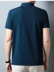 Men's Plus Size Textured Short Sleeve Casual Polo Shirt