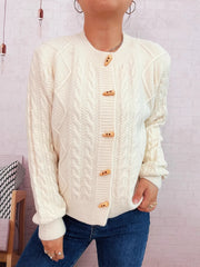 elegant cable knit button up sweater cardigan