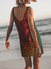 Sequin Scoop Neck Mini Dress