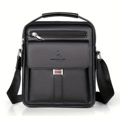 Leather Messenger Crossbody Shoulder Bag For Men Work Business Casual Adjustable Straps With Metal Zipper-FREE USA SHIPPING