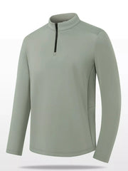 Men's Plus Size Long Sleeve Quarter Zip T-Shirt