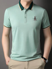 Men's Plus Size Collared Neck Short Sleeve Polo