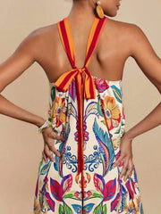 Printed Halter Wide-Leg Jumpsuit
