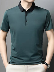 Men's Plus Size Contrast Collar Breathable Polo