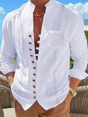 Full Size Men's Collared Shirt �Long Sleeve Button Down