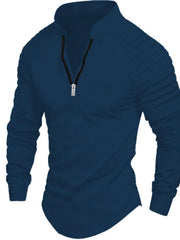 Men's Full Size Zip Neck Long Sleeve Polo �Extended Sizes Available